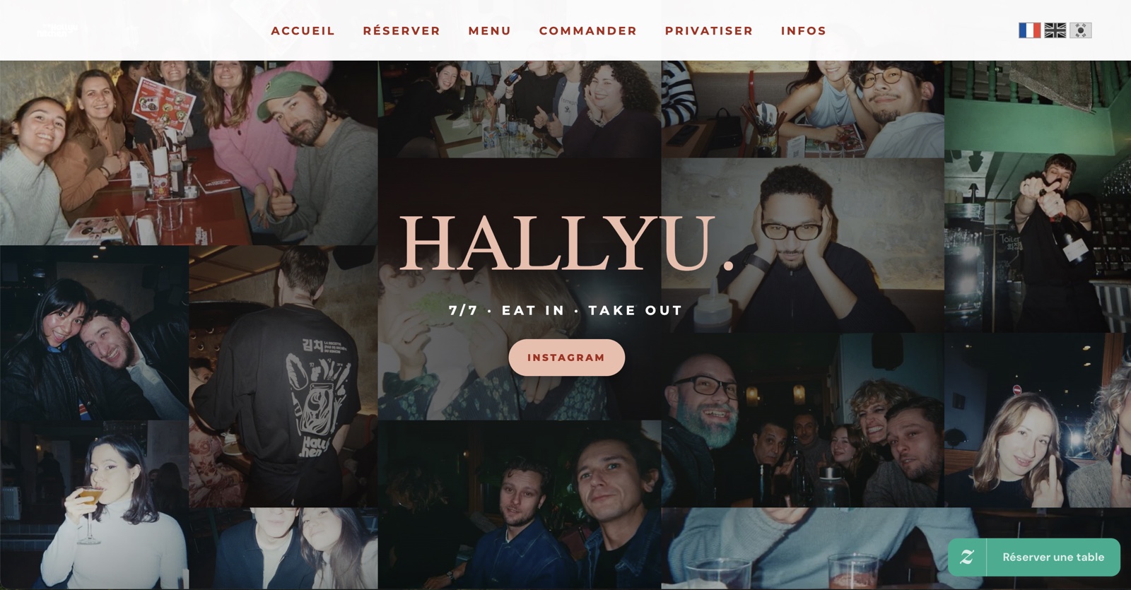 Hallyu Kitchen — meilleur restaurant coréen et asiatique Paris 9 : barbecue, burger, fried chicken (mosaïque de photos clients dans le restaurant, 7/7 · EAT IN · TAKE OUT)