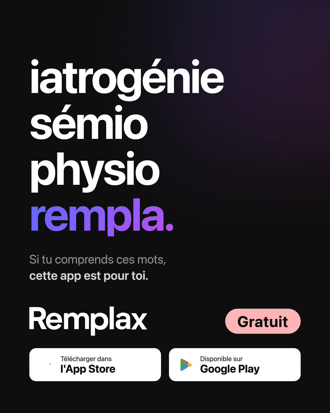 Créa Remplax, « iatrogénie, sémio, physio, rempla »
